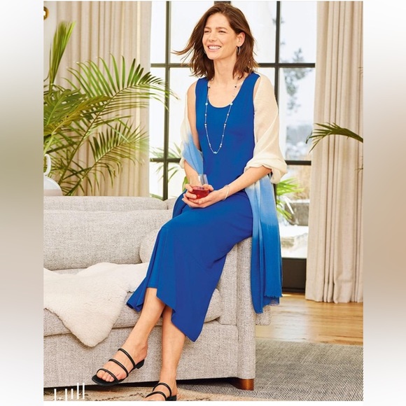 J. Jill Dresses Nwt J Jill Wearever Collection Royal Blue Flounced Hem Maxi Dress Size M